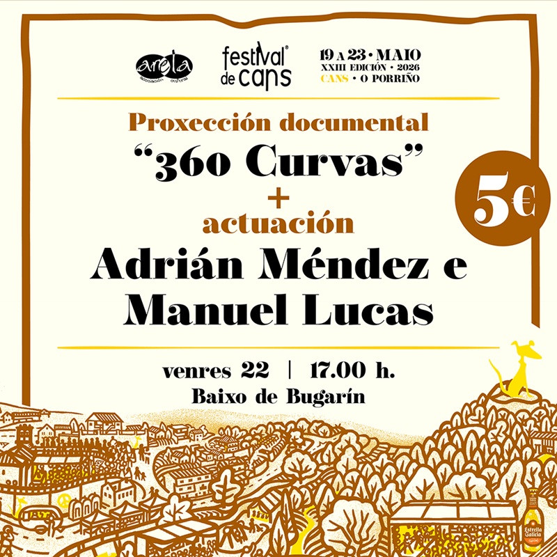 Entrada "Proxección do documental `360 curvas´ + Actuación de `Adrián Méndez e Manuel Lucas´" 
